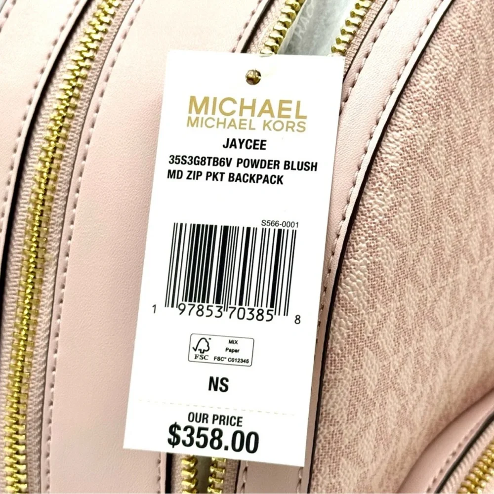 Michael Kors Jaycee Medium Signature Logo Backpack Powder Blush